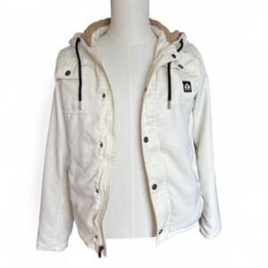 Aéropostale Cream Sherpa Fur Lined Hooded Utility Jacket